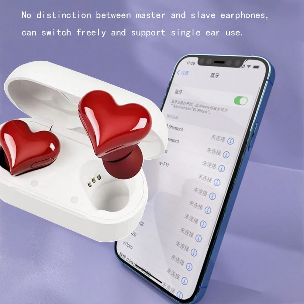 Heart Shaped Bluetooth Wireless Earbuds
